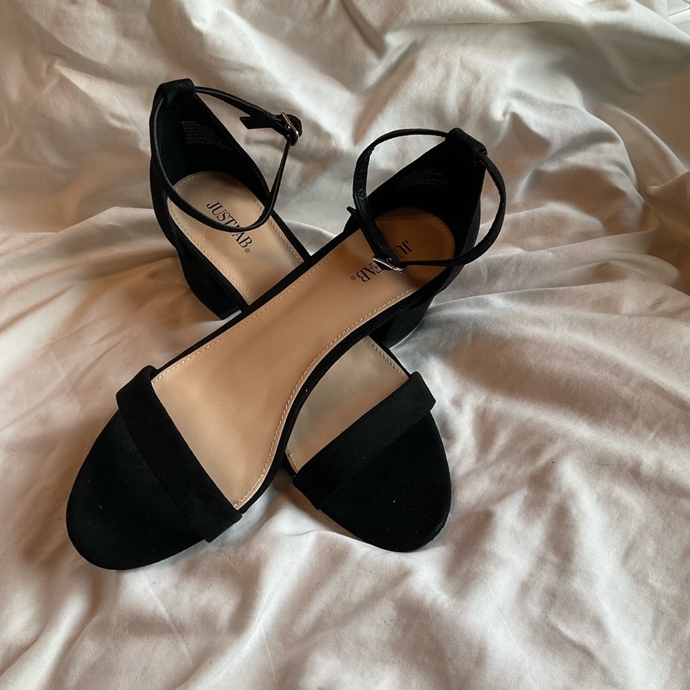 Black Faux Suede Dress Sandals
